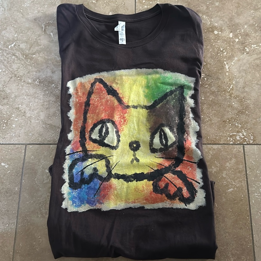 Women’s Shirt Size XL Brown with Cute Cat